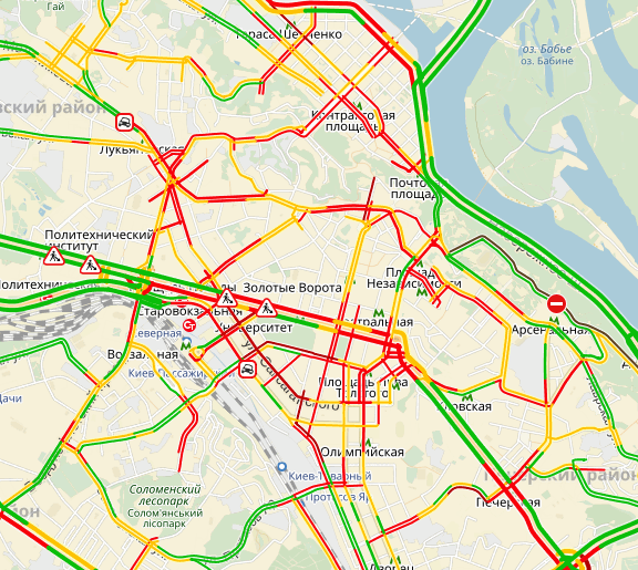 Пробки в Киеве достигли 7 баллов