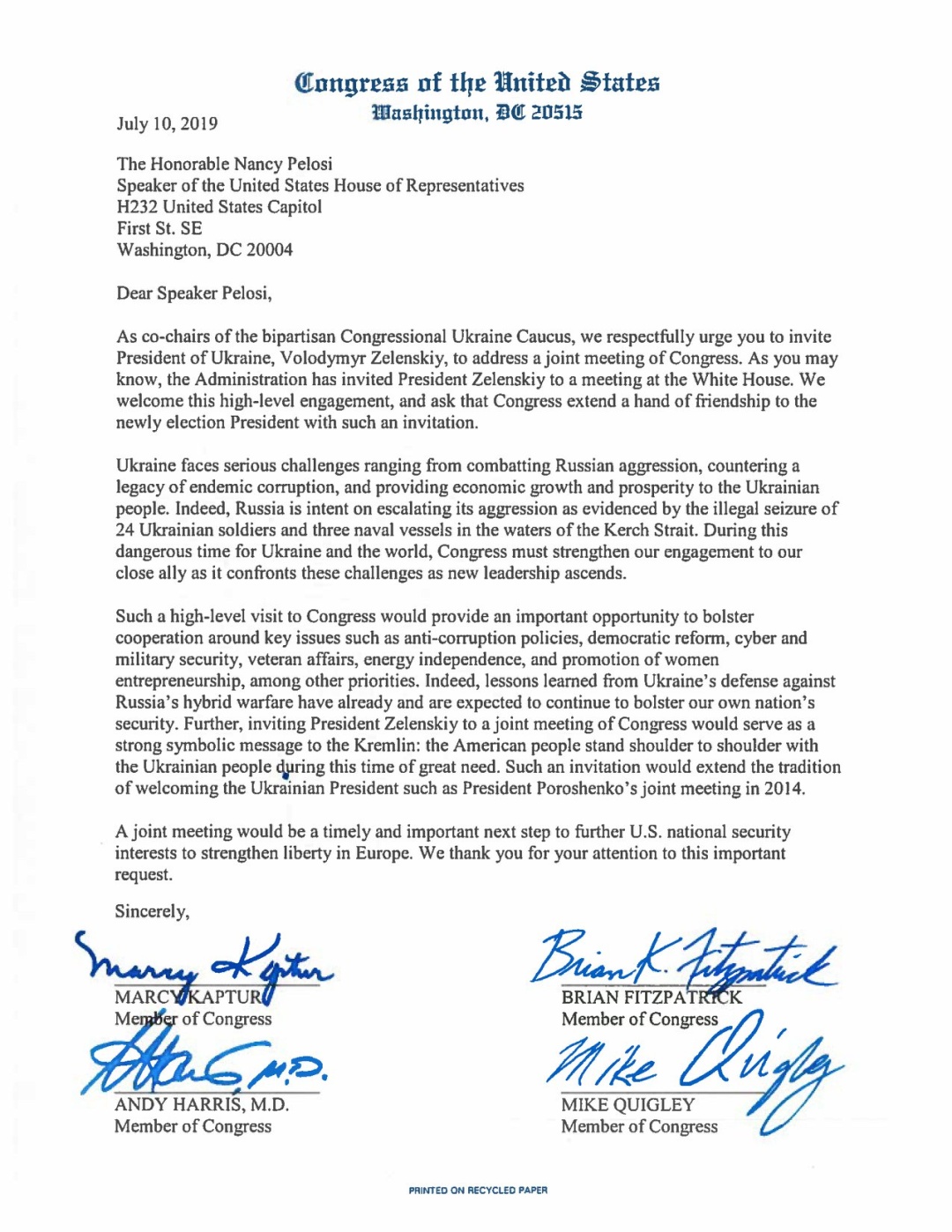 У США запропонували запросити Зеленського виступити у Конгресі