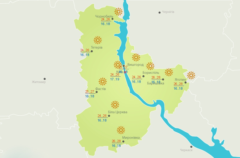 Сегодня в Украине малооблачно, днем до +33