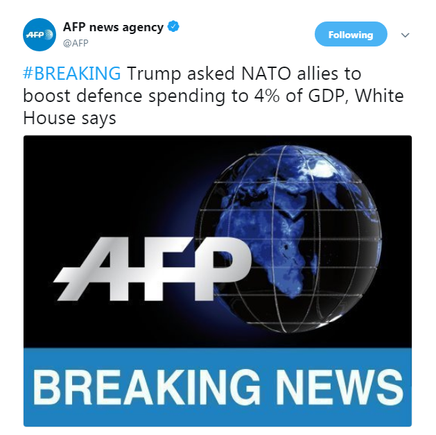 Трамп попросив союзників НАТО виділити до 4% ВВП на оборону