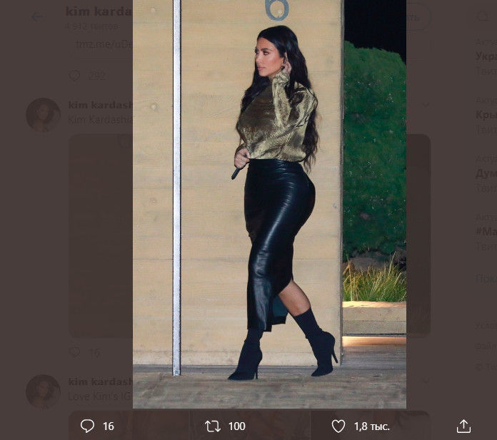 Ким Кардашьян в экстремально узкой кожаной юбке подчеркнула пышные формы - как в этом ходить?