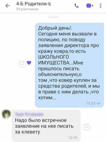 В школе Запорожья разразился скандал между директором и родителями: всему виной ковер