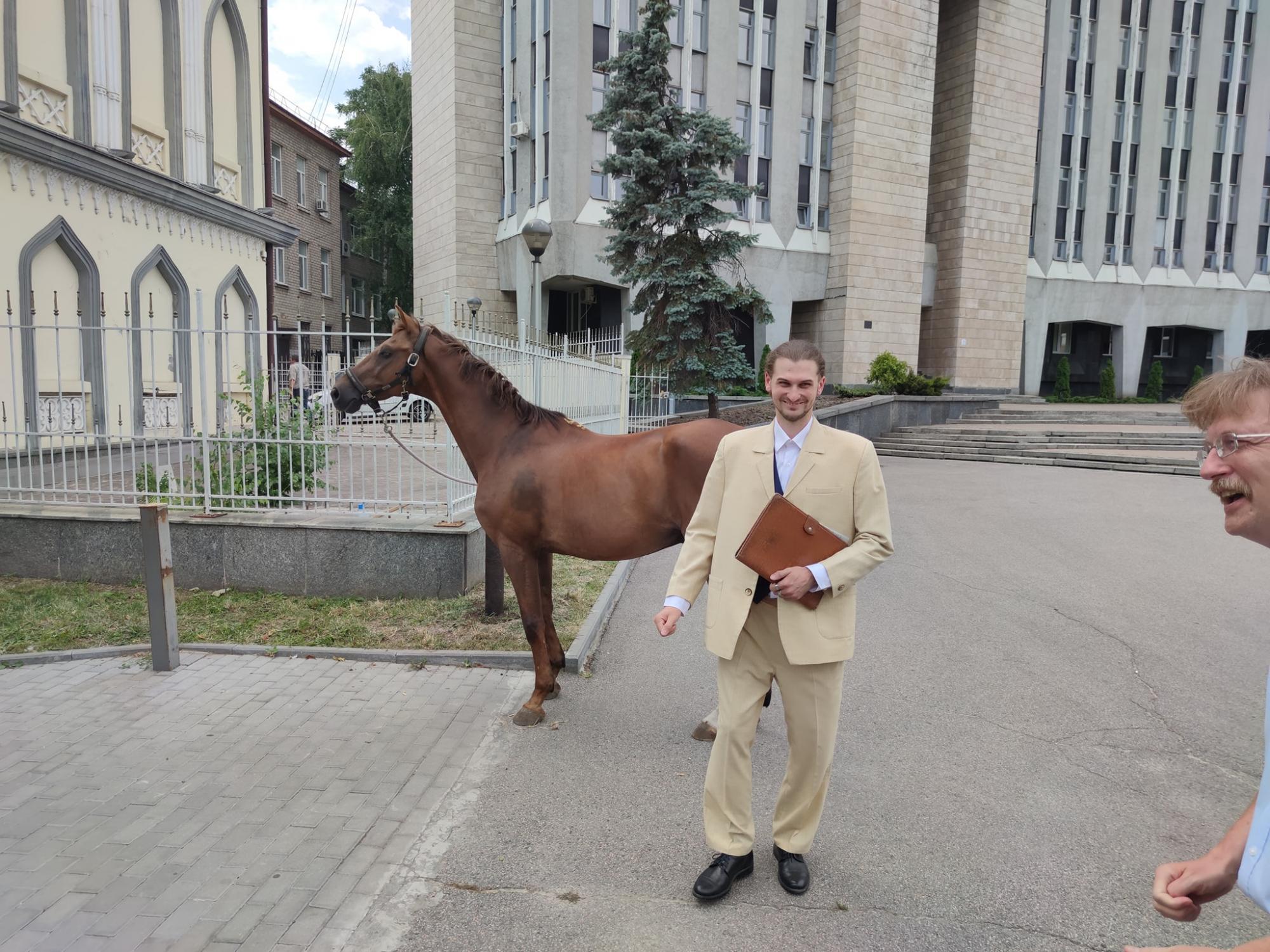 Біля міськради у Дніпрі встановили "парковку" для коней: місцеві здивувались (фото)