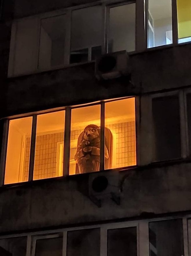 В Киеве на балконе заметили "египетский саркофаг": занял все пространство