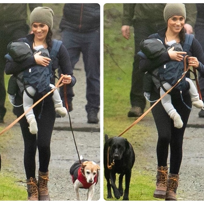 Меган Маркл засекли на прогулке: с Арчи, собаками и телохранителями