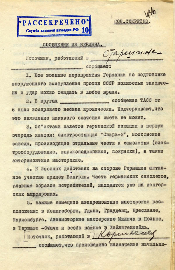 Точна дата нападу Німеччини на СРСР була відома за 11 днів - розвідка