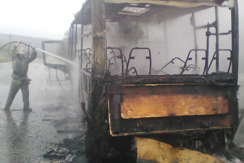 В Харьковской области сгорел рейсовый автобус