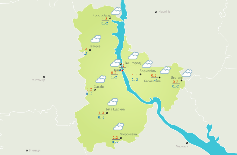 Погода на сьогодні: в Україні місцями дощі з мокрим снігом, вдень до +6