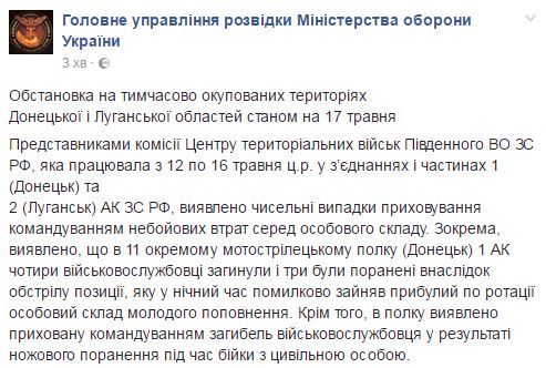 На Донбассе из-за ошибочного обстрела собственных позиций погибли 4 боевика, ранены 3, - разведка