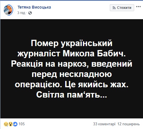 В Киеве умер журналист Николай Бабич