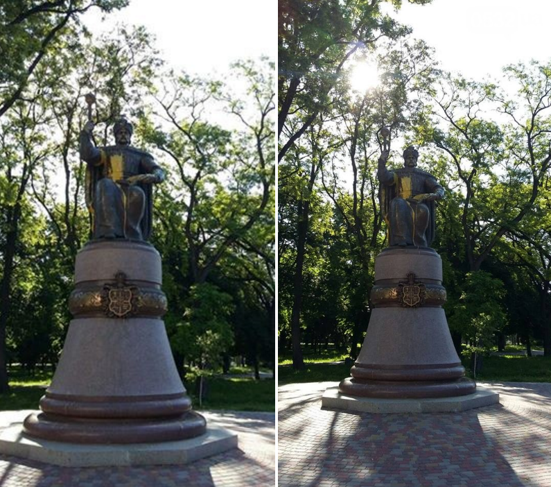 памятник Мазепе в Полтаве облили краской