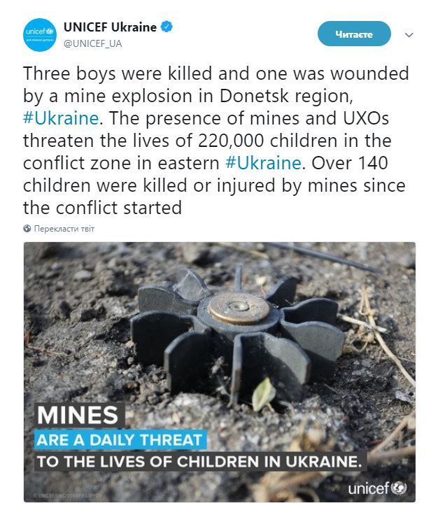 В ООН назвали кількість дитячих жертв на Донбасі з 2014 року