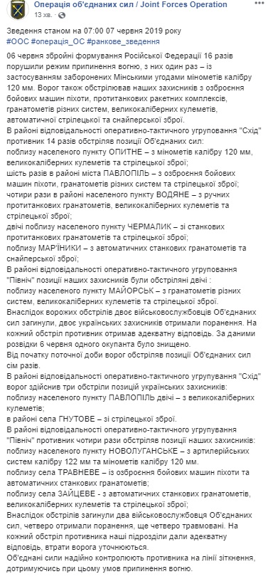 За сутки на Донбассе погибли двое украинских военных