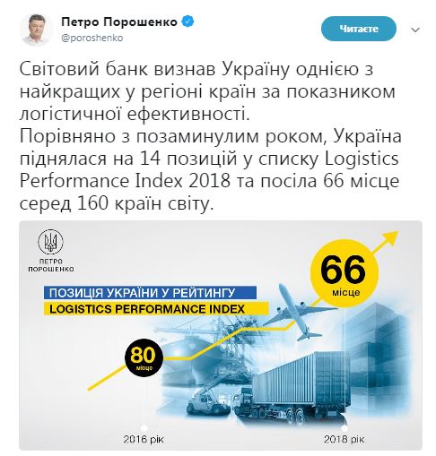 Україна на 66 місці в рейтингу Світового банку за індексом логістичної ефективності