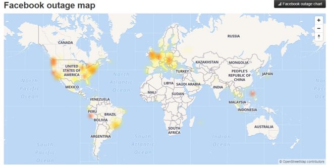 У роботі Facebook стався збій