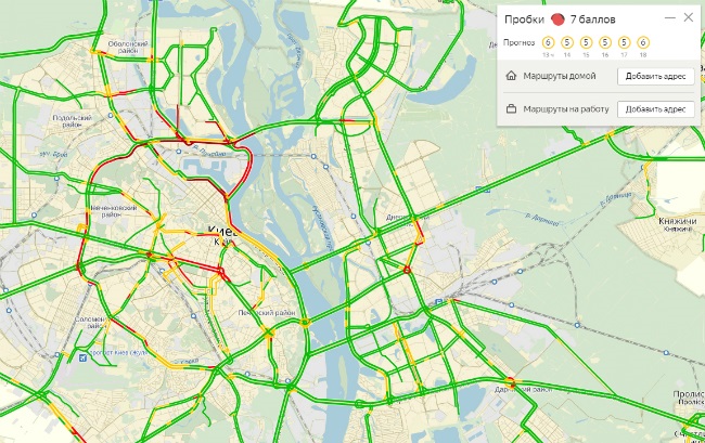 Затори у Києві досягли 7 балів