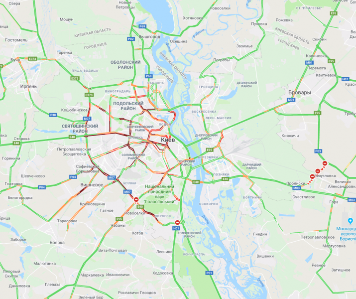 Киев стоит в пробках