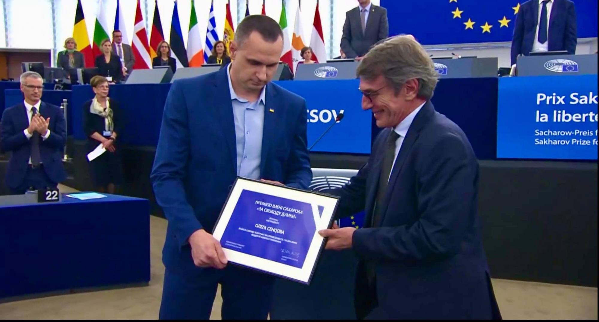 Сенцову вручили премию Сахарова в Европарламенте