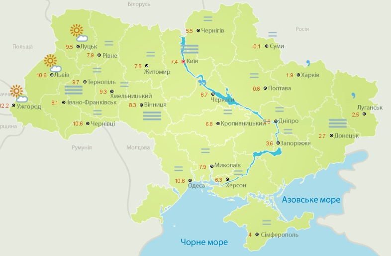 Завтра в Украине ожидается похолодание