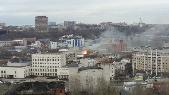 В Харькове в здании бывшей макаронной фабрики произошел пожар