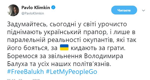 Климкин призвал РФ освободить Балуха