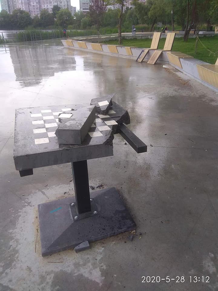 В Киеве вандалы разгромили новый парк: убытки на десятки тысяч гривен