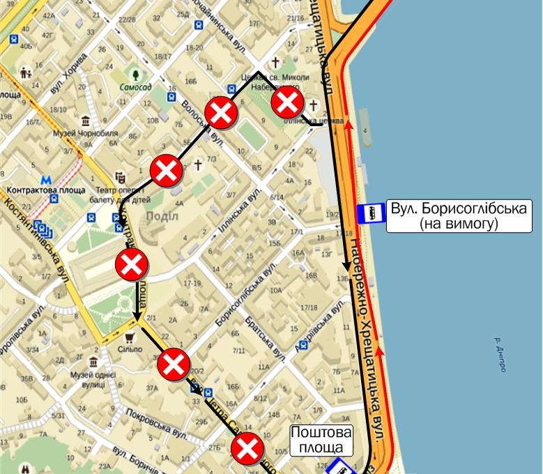 маршрут автобуса №114 (А) 31 липня