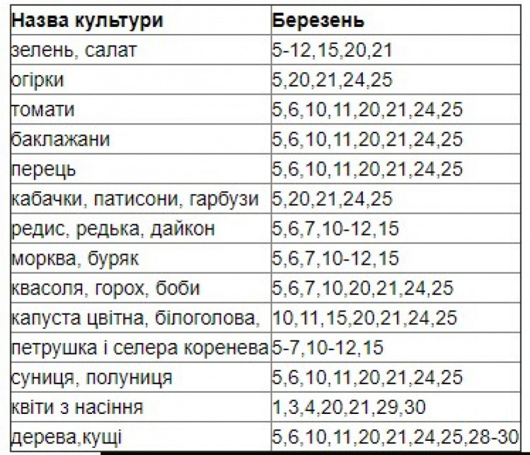 Місячний посівний календар на березень 2021: коли і як правильно посадити розсаду