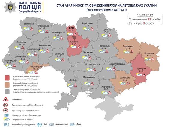 На дорогах України за минулу добу загинули 3 людини, 47 травмовано, - Нацполіція