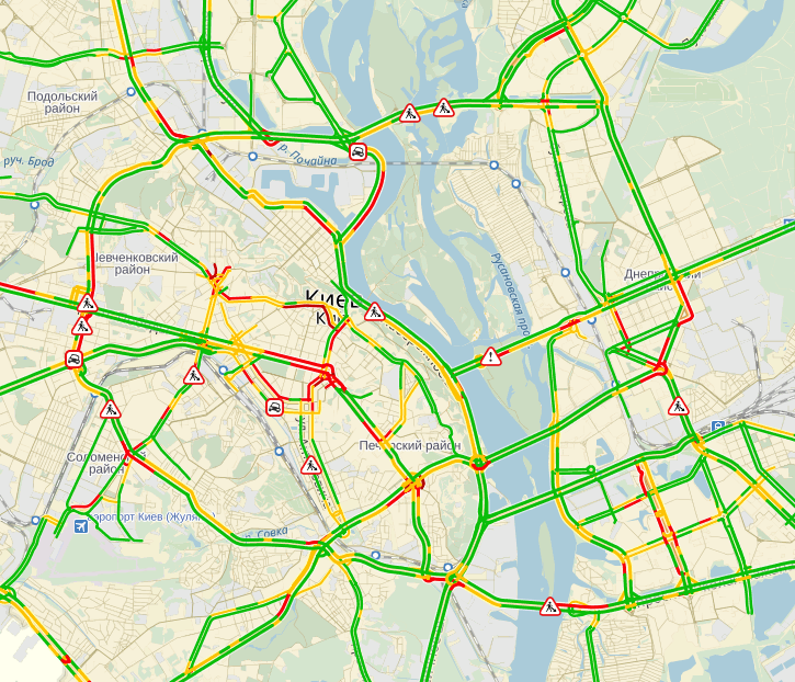 Пробки в Киеве достигли 7 баллов