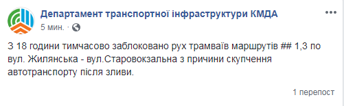 У КМДА повідомили про блокування руху громадського транспорту