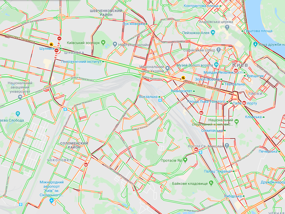 Київ скували затори: карта