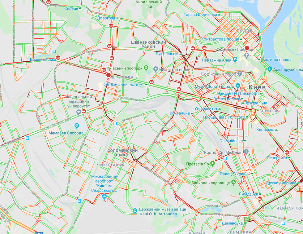 Киев сковали пробки: карта