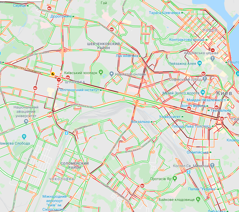 Киев сковали пробки: карта