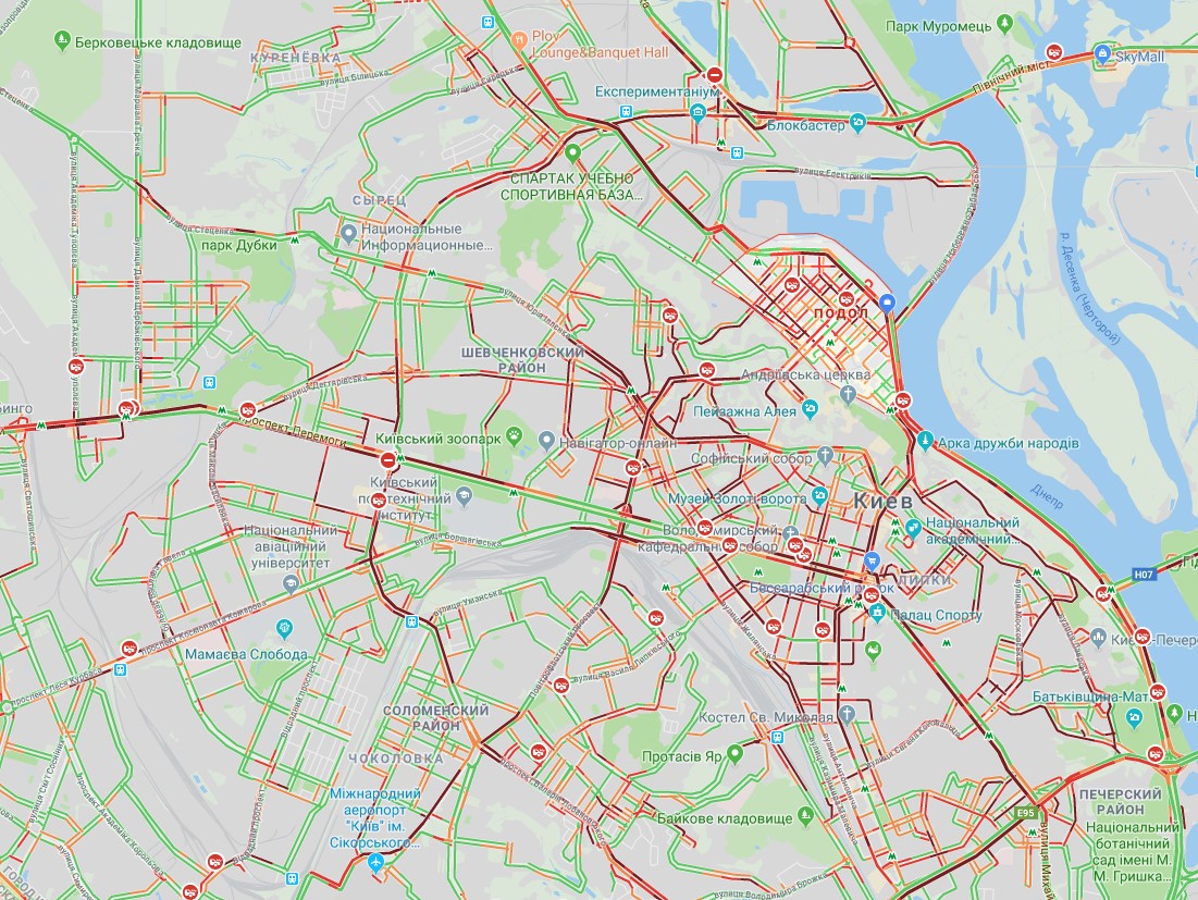 Киев сковали пробки: карта