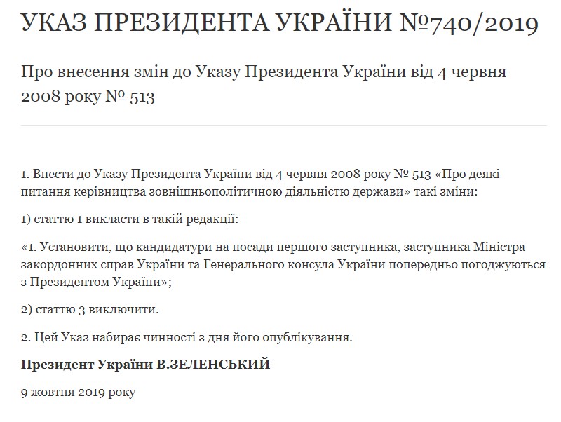 Зеленський відмовився погоджувати дипломатів МЗС та за кордоном