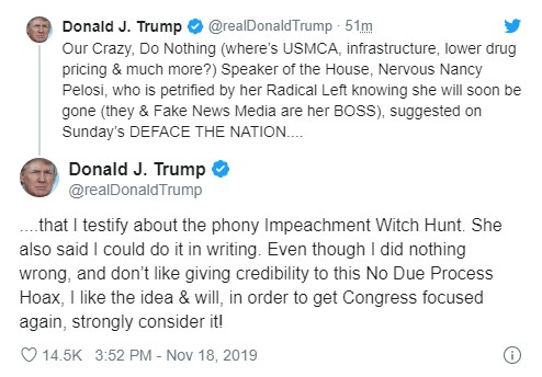 Трамп рассмотрит возможность выступления в рамках дела об импичменте