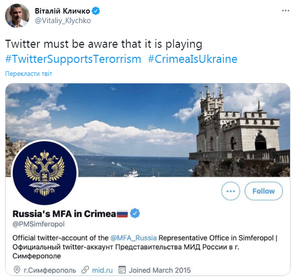 Twitter визнав Крим російським, підтримавши тероризм: розгорається великий скандал