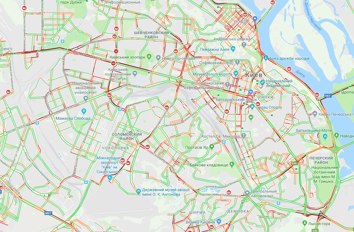 Киев сковали пробки: карта