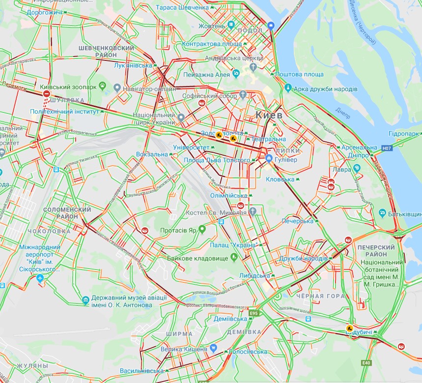 Киев сковали пробки: карта