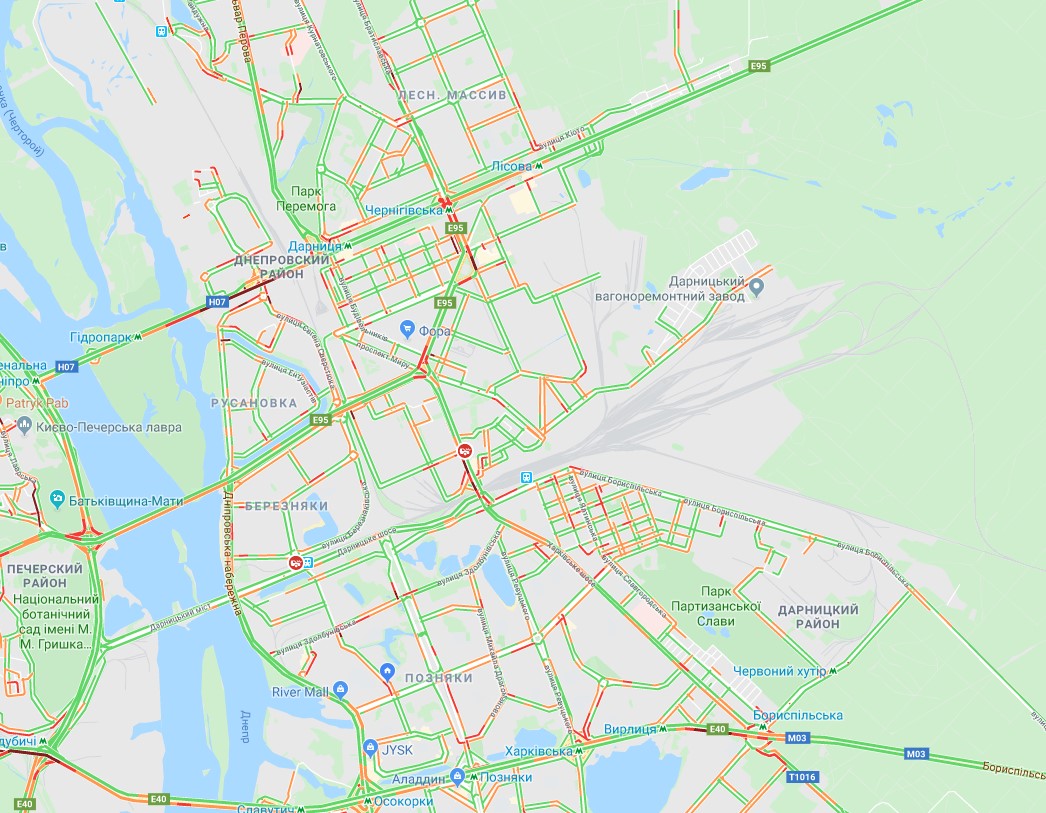 Центр Киева сковали пробки: карта