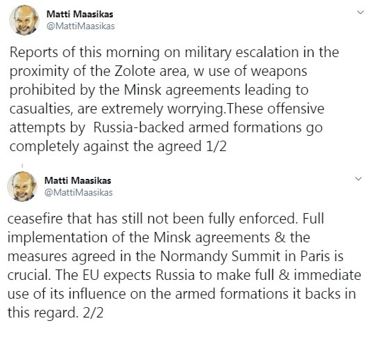 В ЕС призвали РФ повлиять на подконтрольных ей боевиков на Донбассе