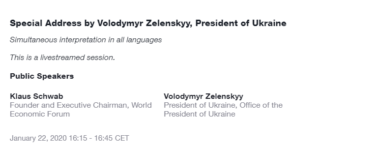 Зеленський на форумі в Давосі виступить зі спецзаявою