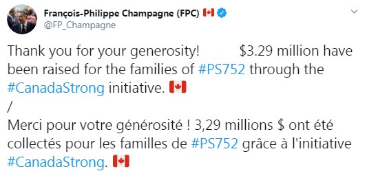 Канада собрала 2,5 млн долларов для семей погибших в авиакатастрофе МАУ в Иране