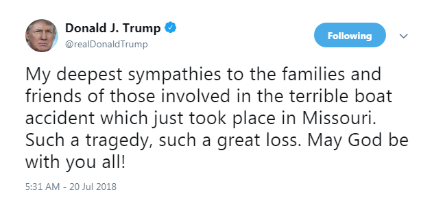 В результате крушения лодки на реке Миссури в США погибли 13 человек