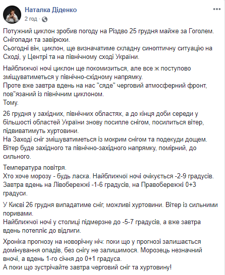 "Сяде" атмосферний фронт: синоптик розповів українцям про погоду 26 грудня