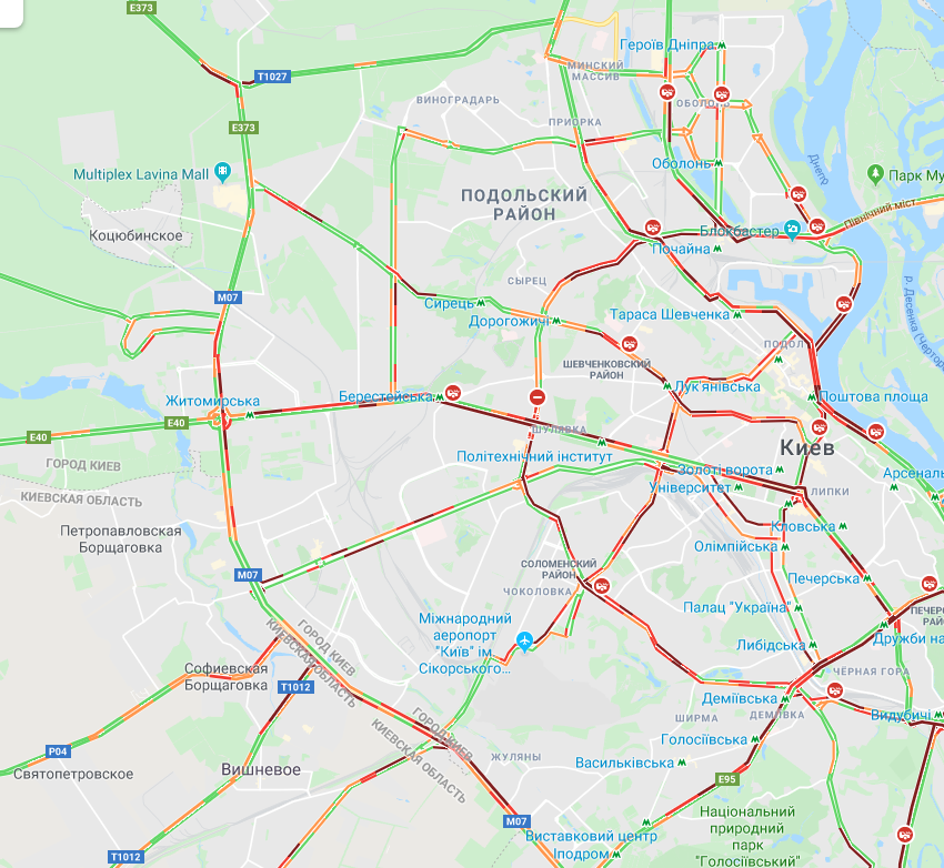 У Києві утворилися численні затори