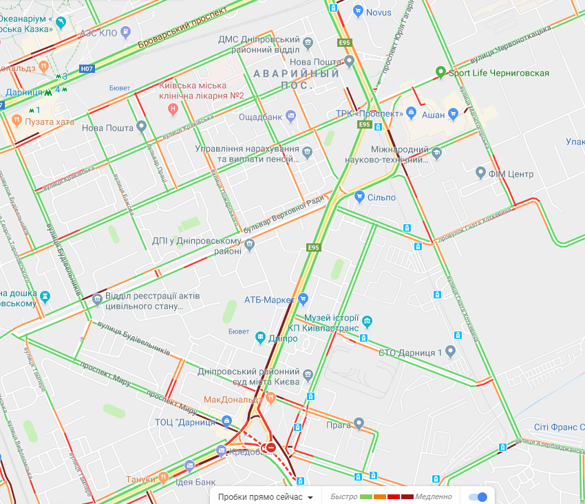 Киев сковали пробки: карта