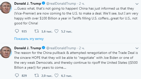 США не дозволять Китаю грабувати себе в торгівлі, - Трамп