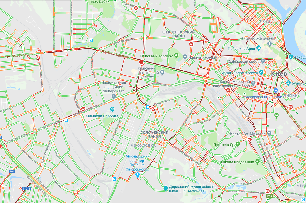 Движение в Киеве парализовано: карта пробок